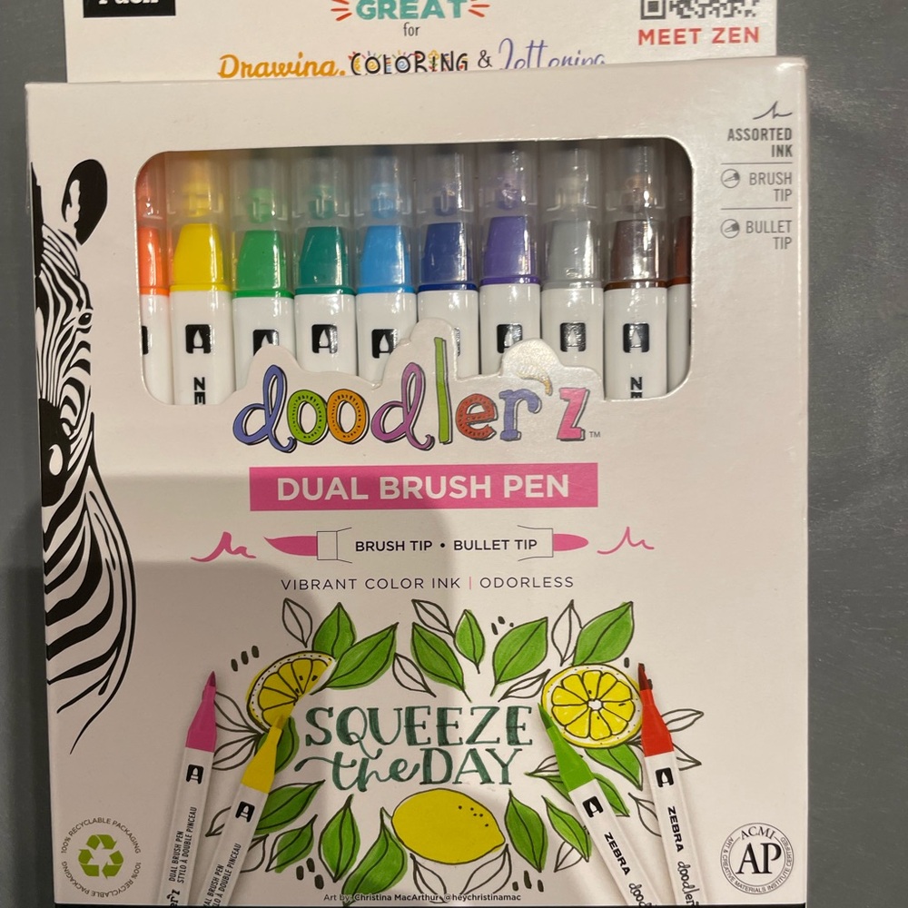 Doodlerz Dual Brush Pen Set 12 pack New